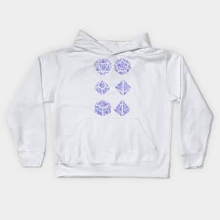 Neon Blue and Purple Gradient Rose Vintage Pattern Silhouette Polyhedral Dice - Dungeons and Dragons Design Kids Hoodie